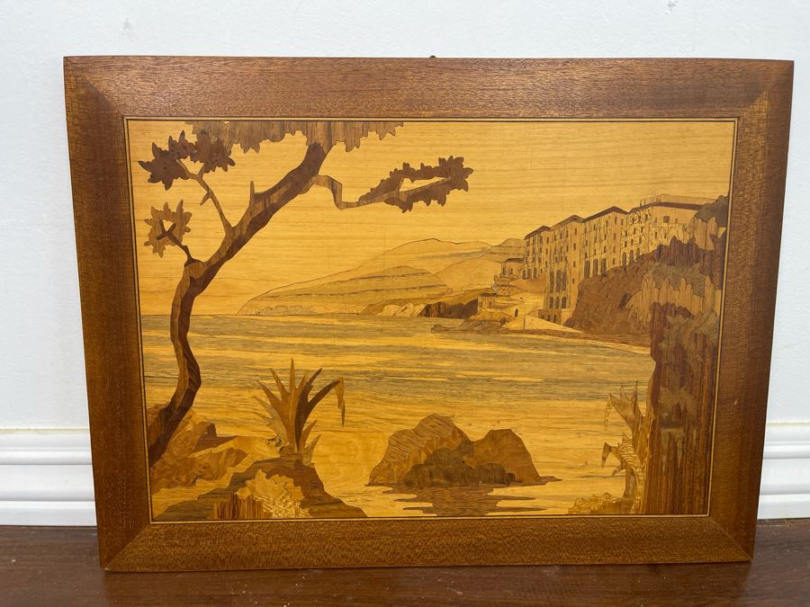 Inlaid Wood Landscape Painting 15.5 X 11.5 [Photo 2]