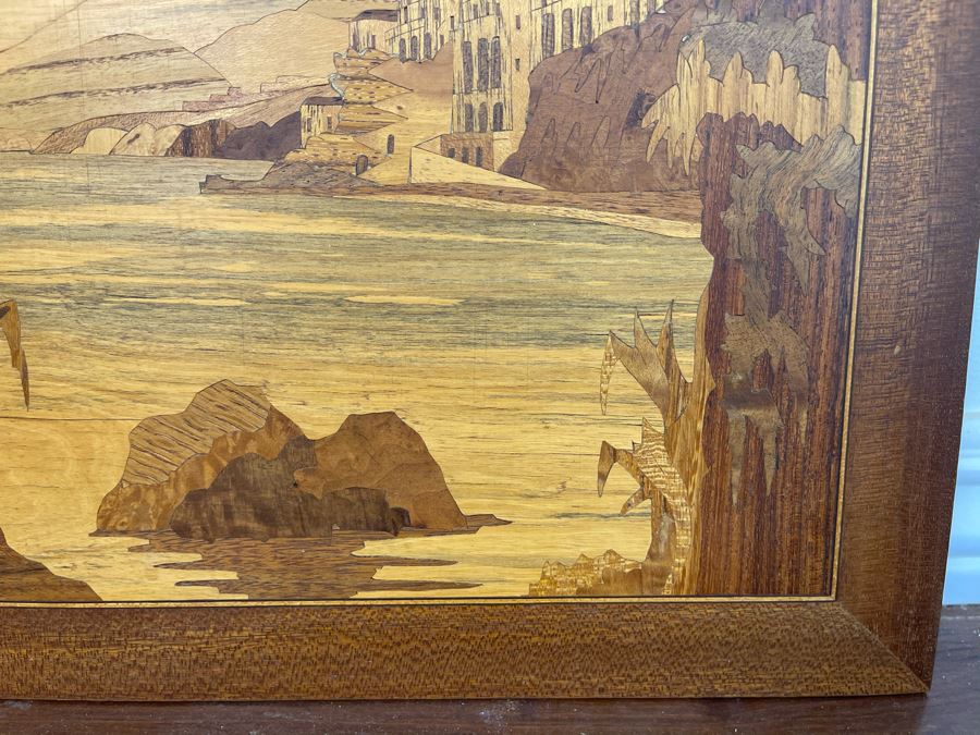 Inlaid Wood Landscape Painting 15.5 X 11.5 [Photo 4]