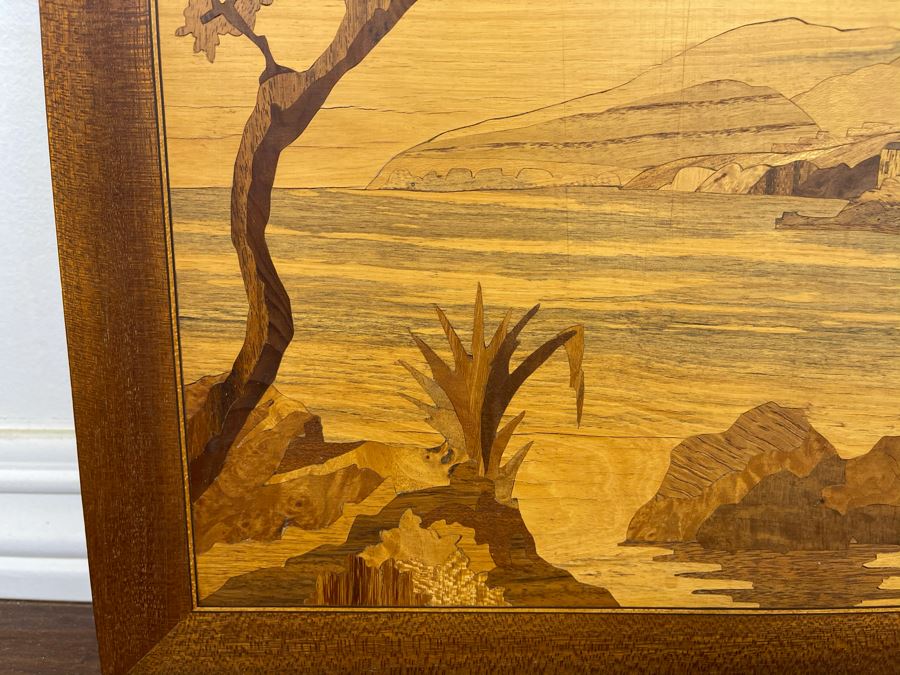 Inlaid Wood Landscape Painting 15.5 X 11.5 [Photo 5]