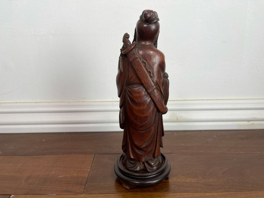 Old Chinese Hand Carved Figure Of Laozi Lao Tzu Founder Of Taoism With Wooden Stand 8.5H (One Figure - Showing Multiple Views) [Photo 14]