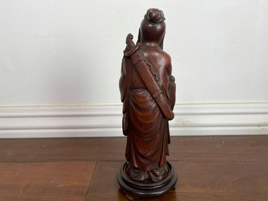 Old Chinese Hand Carved Figure Of Laozi Lao Tzu Founder Of Taoism With Wooden Stand 8.5H (One Figure - Showing Multiple Views) [Photo 13]