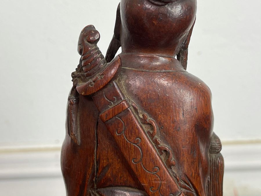 Old Chinese Hand Carved Figure Of Laozi Lao Tzu Founder Of Taoism With Wooden Stand 8.5H (One Figure - Showing Multiple Views) [Photo 15]