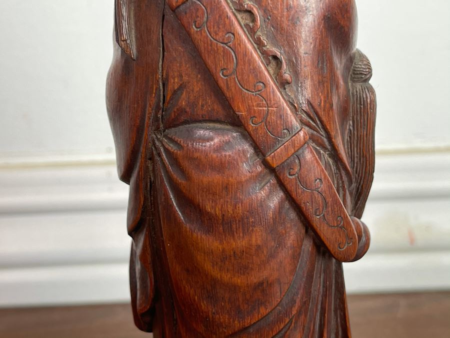Old Chinese Hand Carved Figure Of Laozi Lao Tzu Founder Of Taoism With Wooden Stand 8.5H (One Figure - Showing Multiple Views) [Photo 16]