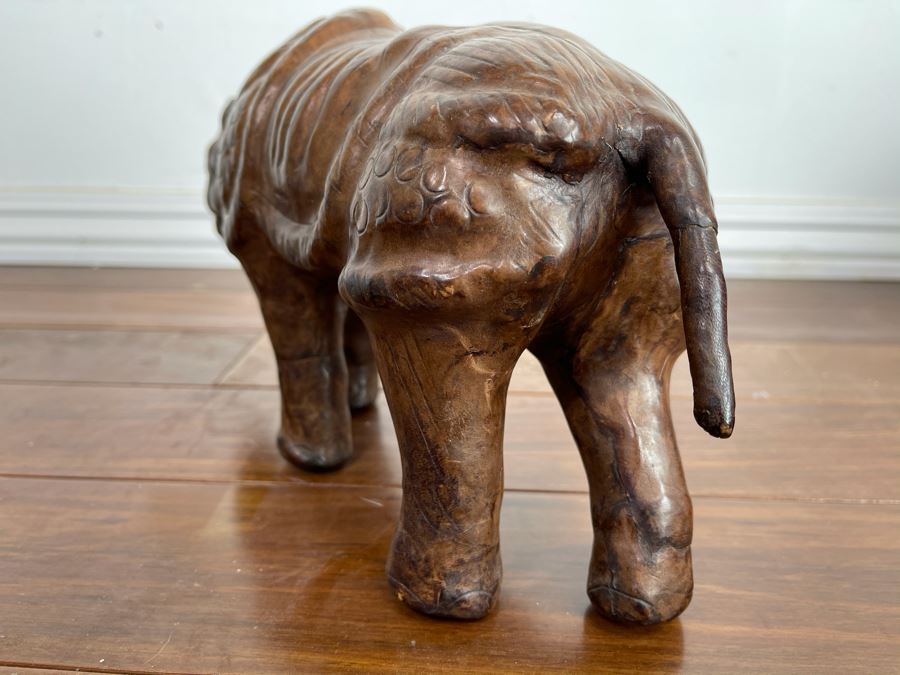 Vintage Leather Wrapped Rhinoceros Sculpture 13.5W X 4.5D X 7H [Photo 10]