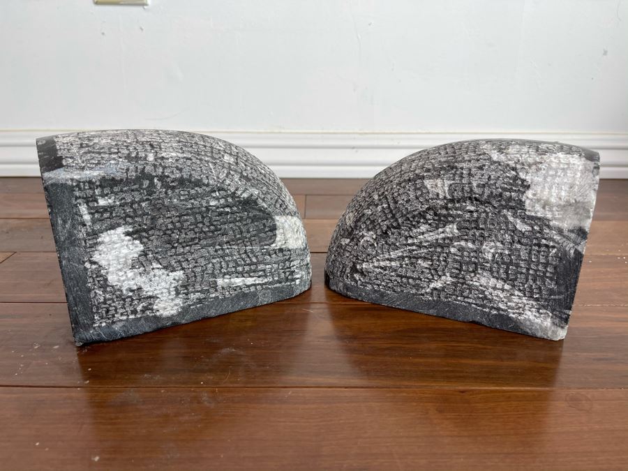 Pair Of Ancient Fossil Bookends 7W X 3.5D X 5H [Photo 7]