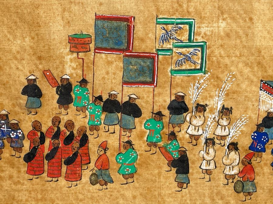 Antique Original Asian Painting 22.5W X 10H [Photo 9]