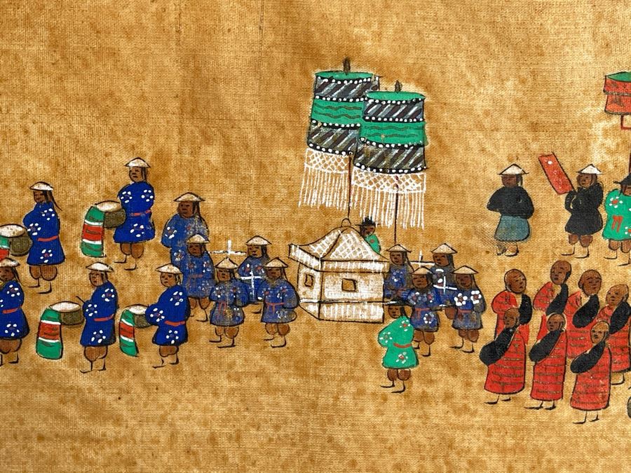 Antique Original Asian Painting 22.5W X 10H [Photo 10]