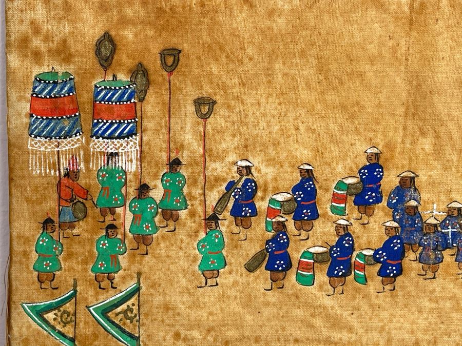 Antique Original Asian Painting 22.5W X 10H [Photo 11]