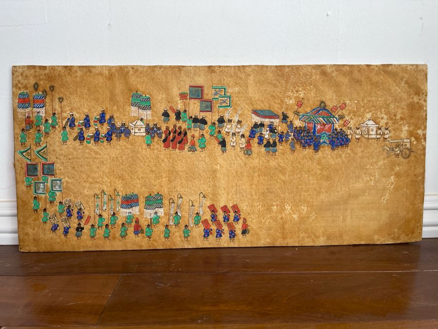 Antique Original Asian Painting 22.5W X 10H [Photo 2]