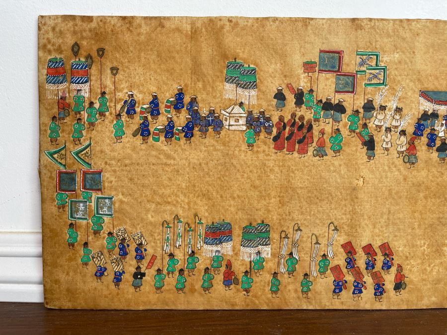 Antique Original Asian Painting 22.5W X 10H [Photo 3]