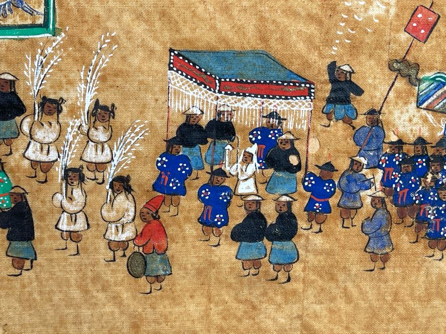 Antique Original Asian Painting 22.5W X 10H [Photo 8]