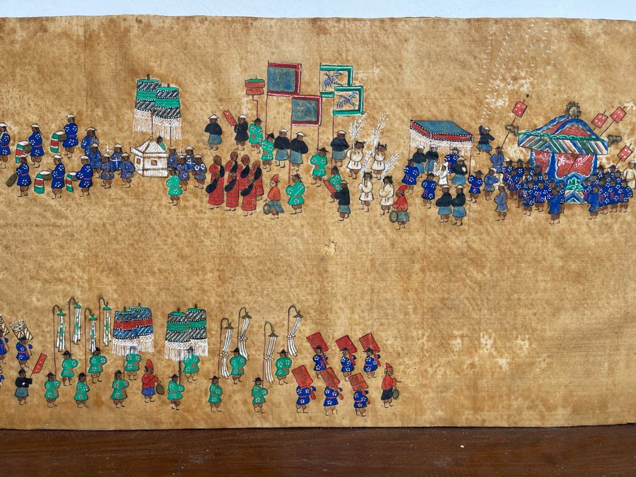 Antique Original Asian Painting 22.5W X 10H [Photo 4]