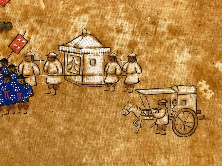 Antique Original Asian Painting 22.5W X 10H [Photo 7]