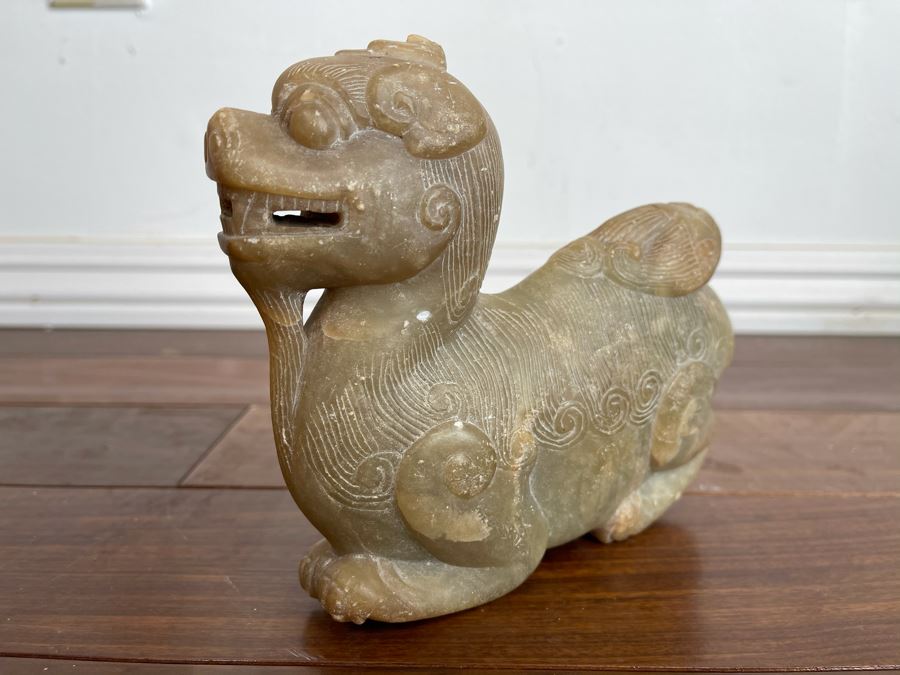 Old Chinese Carved Jade Mythical Animal Sculpture 6.5W X 1.5D X 5.5H [Photo 8]