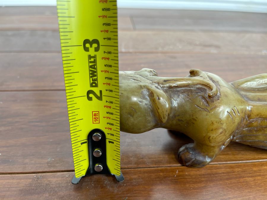 Vintage Chinese Carved Jade Crouching Dog Mythical Animal Sculpture 9.5W X 2D X 2H [Photo 15]