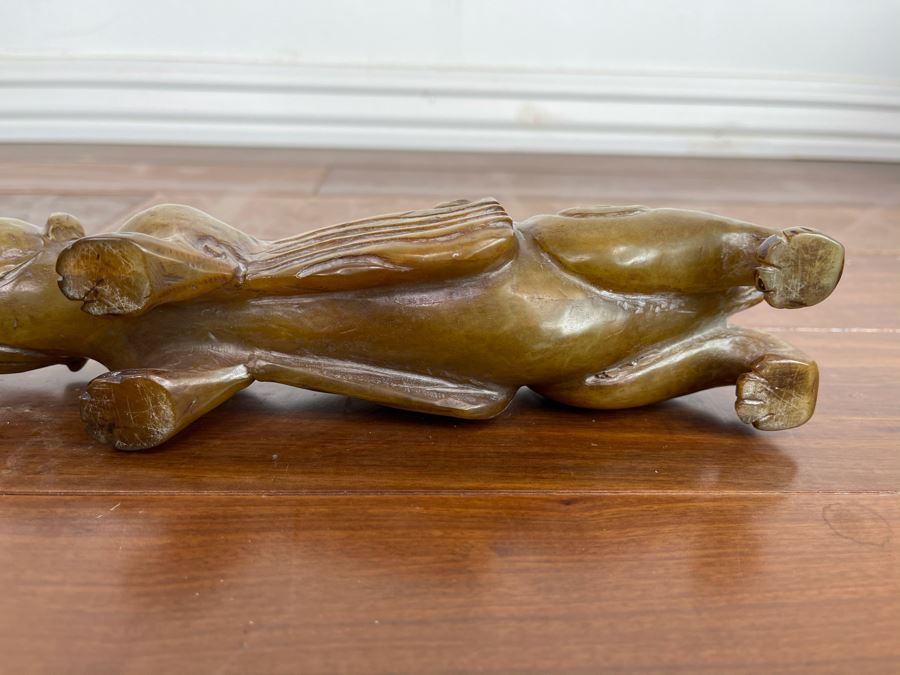 Vintage Chinese Carved Jade Crouching Dog Mythical Animal Sculpture 9.5W X 2D X 2H [Photo 13]