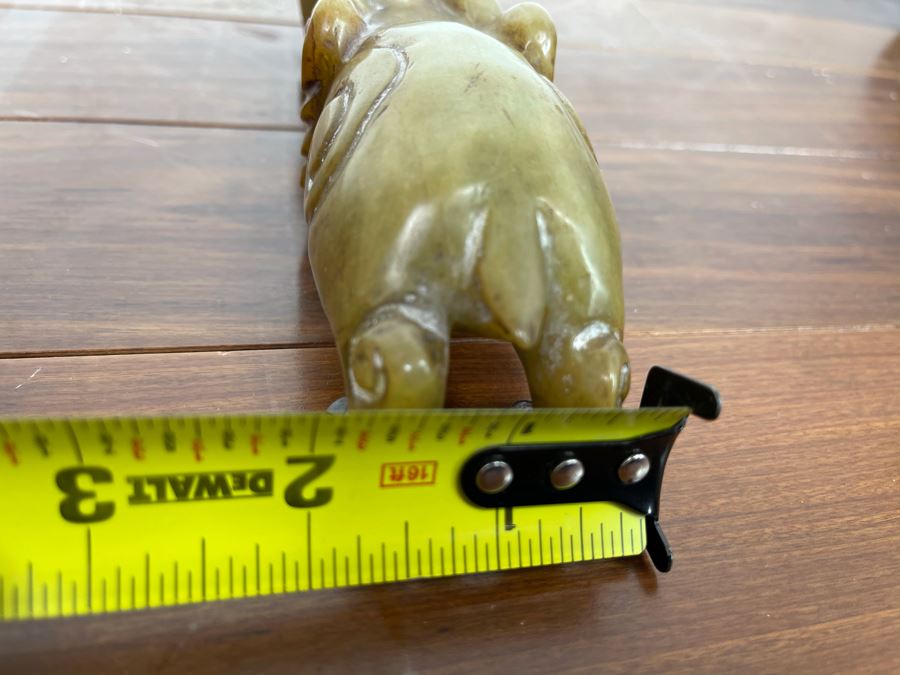 Vintage Chinese Carved Jade Crouching Dog Mythical Animal Sculpture 9.5W X 2D X 2H [Photo 14]