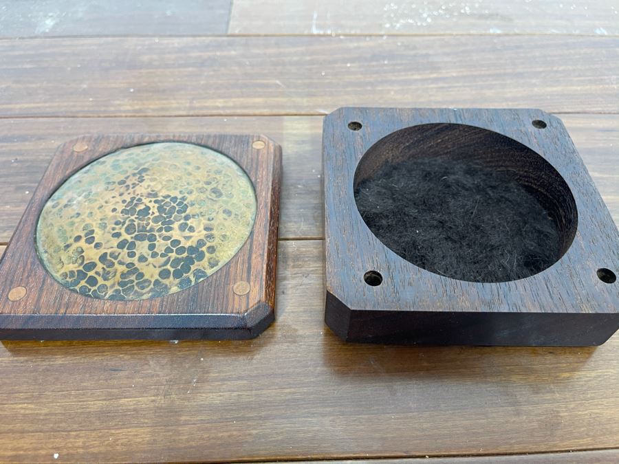 Wooden / Hammered Copper Top Art Studio Lidded Box 4.5W X 1.5H [Photo 4]