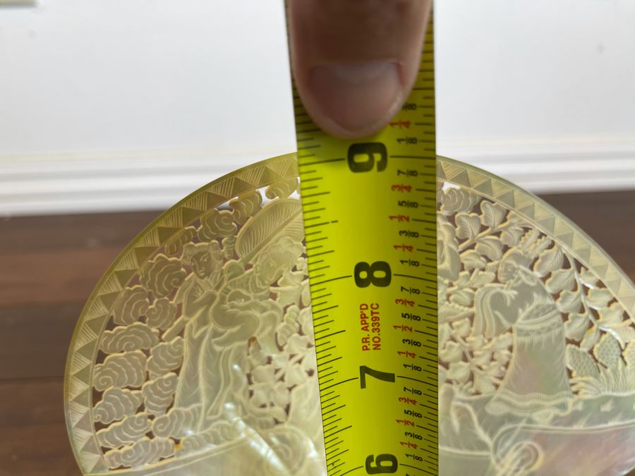 Chinese Carved Mother Of Pearl Shell With Stand 8 X 9 [Photo 10]