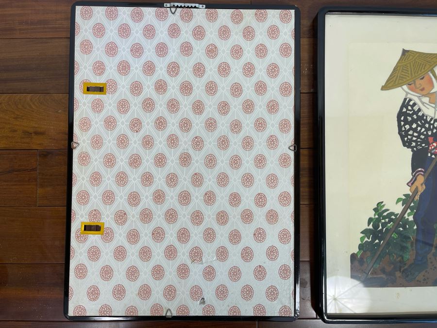 Pair Of Original Japanese Framed Man And Woman Paintings 14.5W X 19.5H [Photo 11]