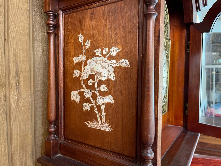Inlaid Mother Of Pearl Rosewood Grandfather Clock 19W X 11D X 83H [Photo 12]