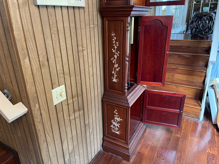 Inlaid Mother Of Pearl Rosewood Grandfather Clock 19W X 11D X 83H [Photo 13]