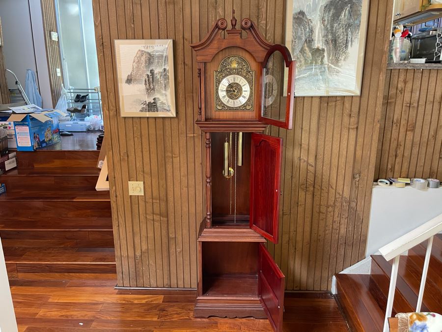 Inlaid Mother Of Pearl Rosewood Grandfather Clock 19W X 11D X 83H [Photo 11]