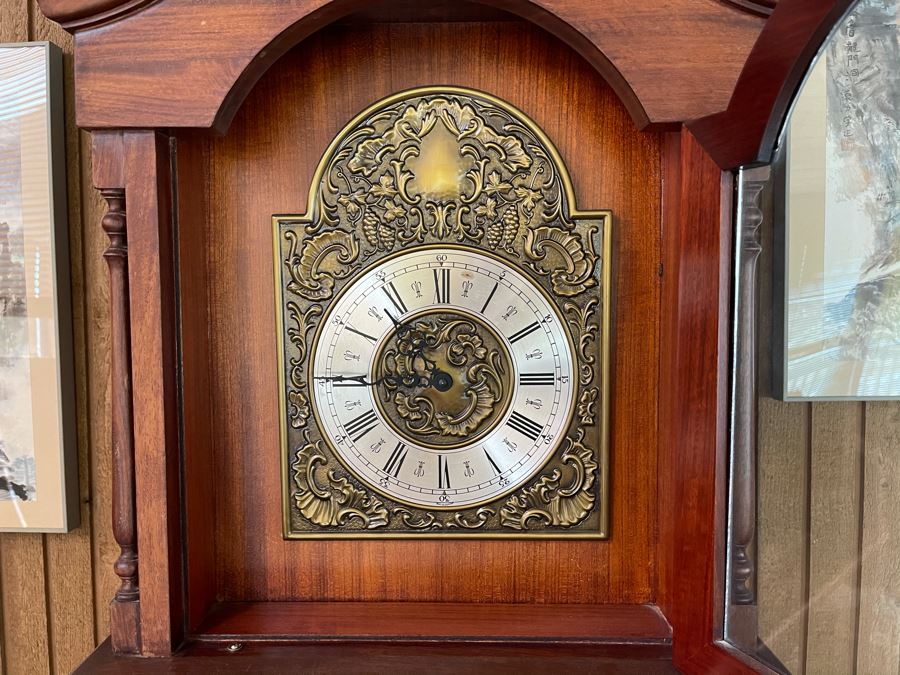 Inlaid Mother Of Pearl Rosewood Grandfather Clock 19W X 11D X 83H [Photo 9]