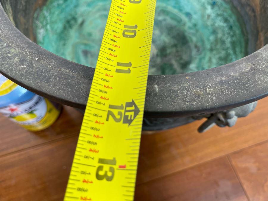 Vintage Chinese Bronze Footed Vessel Bowl With Rings 12W X 8H [Photo 14]