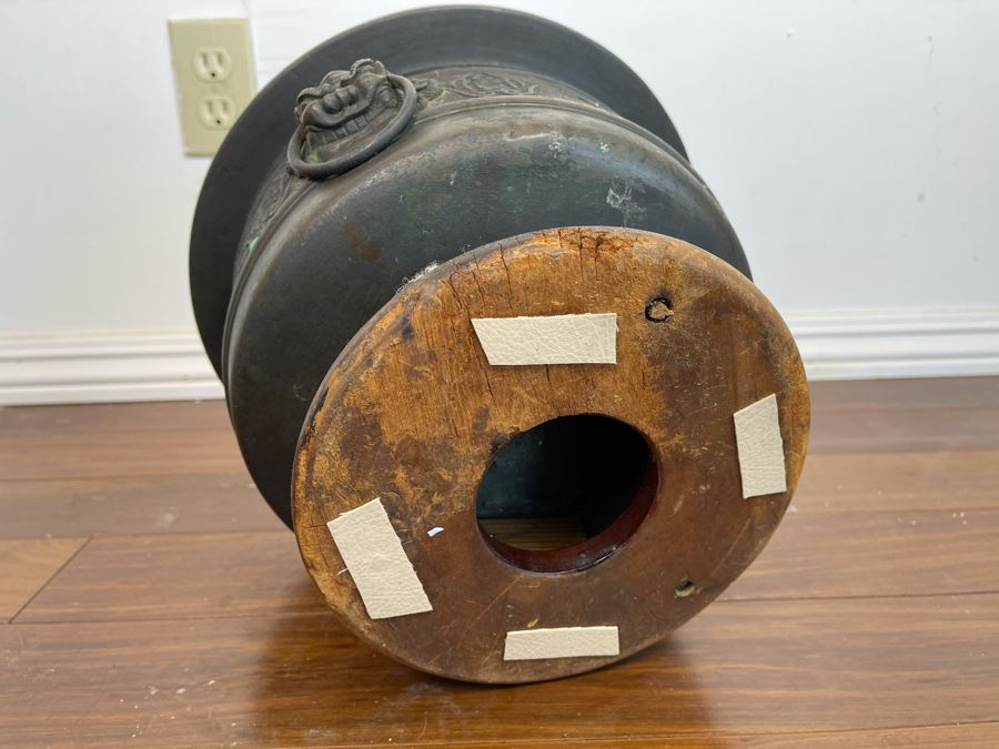 Vintage Chinese Bronze Footed Vessel Bowl With Rings 12W X 8H [Photo 12]