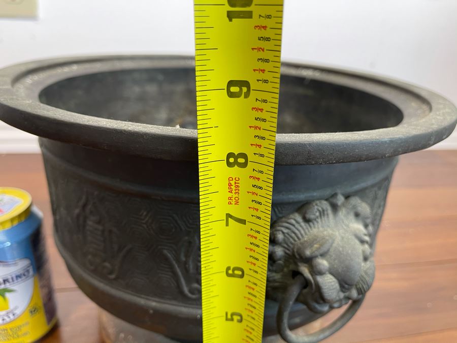 Vintage Chinese Bronze Footed Vessel Bowl With Rings 12W X 8H [Photo 15]