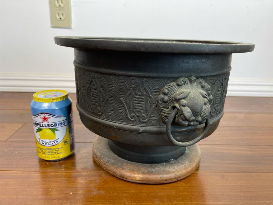 Vintage Chinese Bronze Footed Vessel Bowl With Rings 12W X 8H [Photo 4]