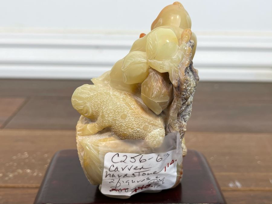 Vintage Chinese Carved Hardstone Sculpture Of Two Figures And Dog [Photo 7]