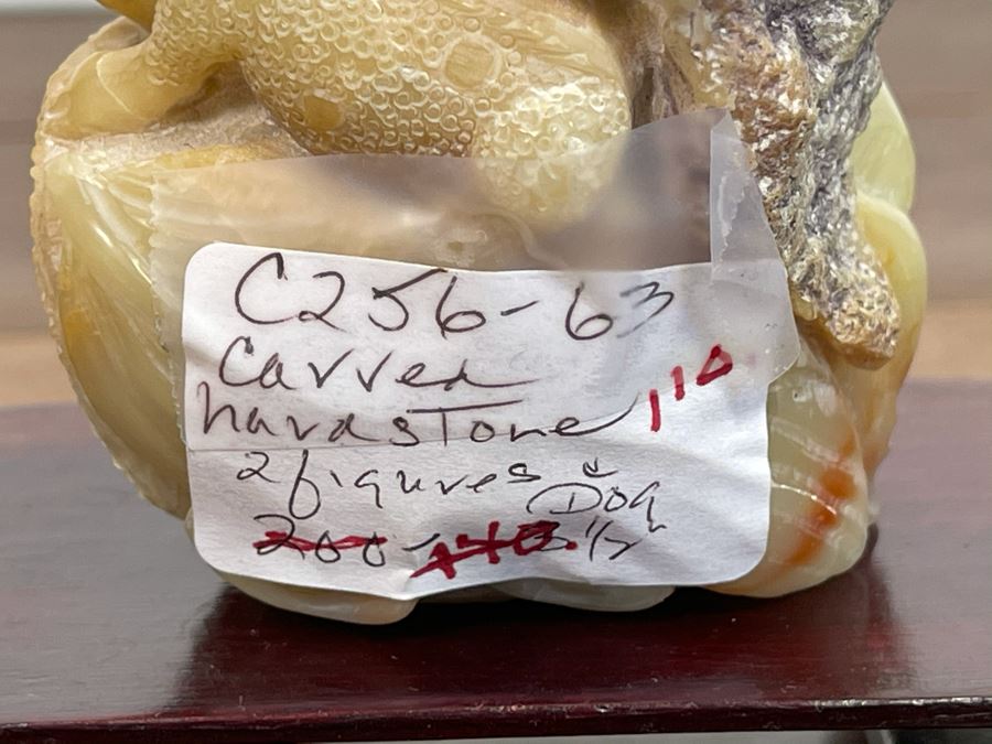 Vintage Chinese Carved Hardstone Sculpture Of Two Figures And Dog [Photo 14]