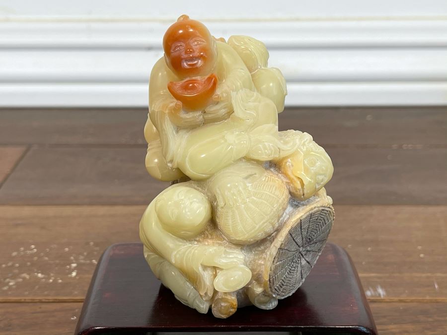 Vintage Chinese Carved Hardstone Sculpture Of Two Figures And Dog [Photo 13]