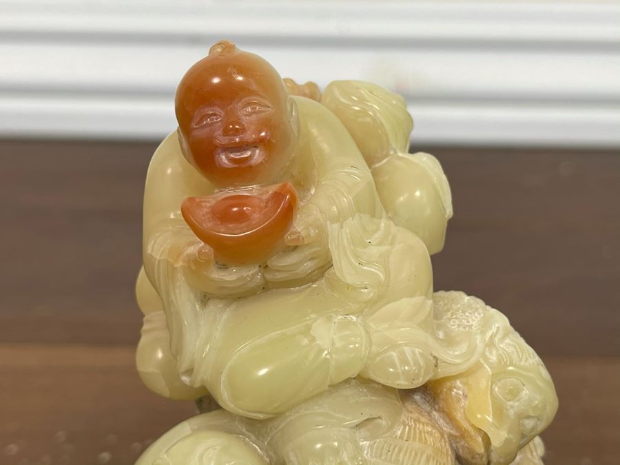 Vintage Chinese Carved Hardstone Sculpture Of Two Figures And Dog [Photo 12]