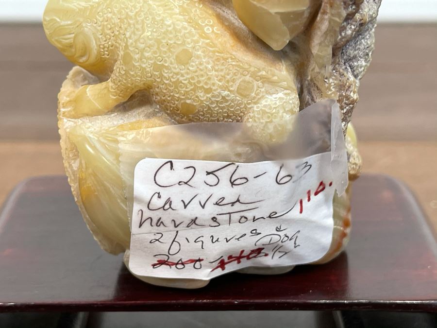 Vintage Chinese Carved Hardstone Sculpture Of Two Figures And Dog [Photo 9]