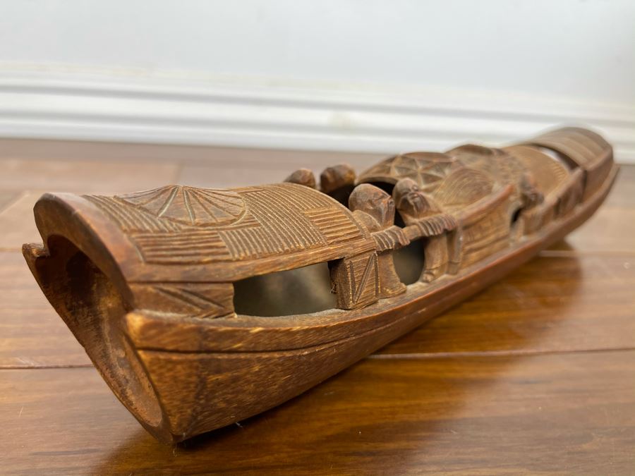 Carved Wooden Asian Boat 12W X 2.5D X 2.5H [Photo 9]