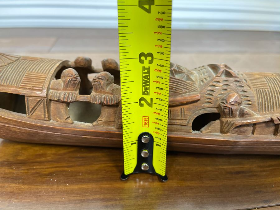 Carved Wooden Asian Boat 12W X 2.5D X 2.5H [Photo 13]
