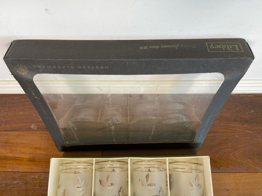 New With Box Eight Libbey Silver Foliage 12oz Beverage Glasses [Photo 3]