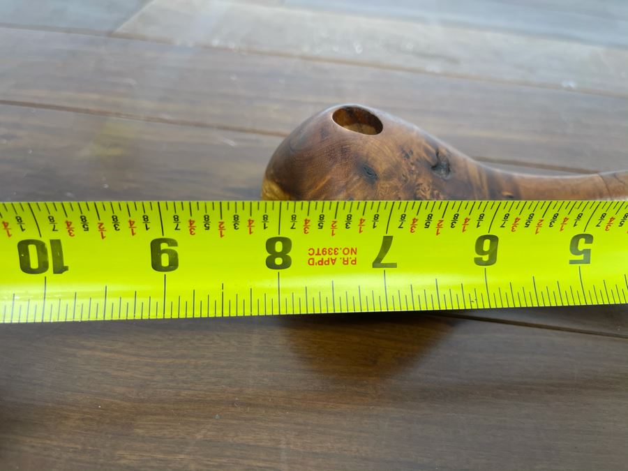 Large Carved Walnut Wooden Smoking Pipe Signed 8L [Photo 13]