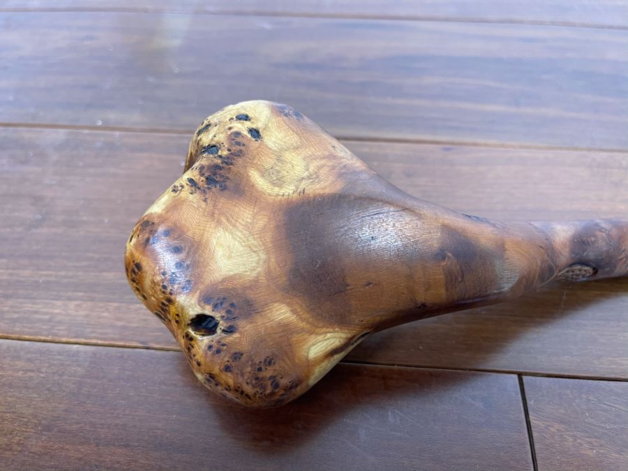 Large Carved Walnut Wooden Smoking Pipe Signed 8L [Photo 10]