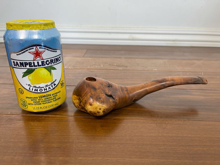 Large Carved Walnut Wooden Smoking Pipe Signed 8L [Photo 12]