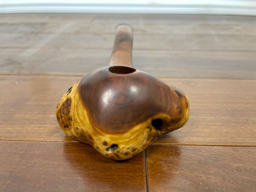 Large Carved Walnut Wooden Smoking Pipe Signed 8L [Photo 11]