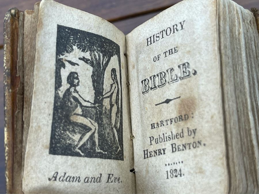 Antique 1824 Miniature Book History Of The Bible Published By Henry Benton 12.5W X 2H [Photo 7]