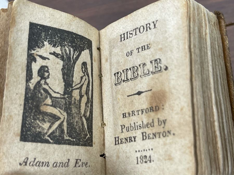 Antique 1824 Miniature Book History Of The Bible Published By Henry Benton 12.5W X 2H [Photo 6]