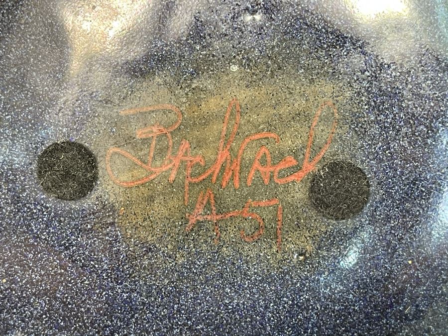 Signed Lilyan Bachrach Metal Enamel Studio Art Plate Floral Design With Stand 5R [Photo 4]