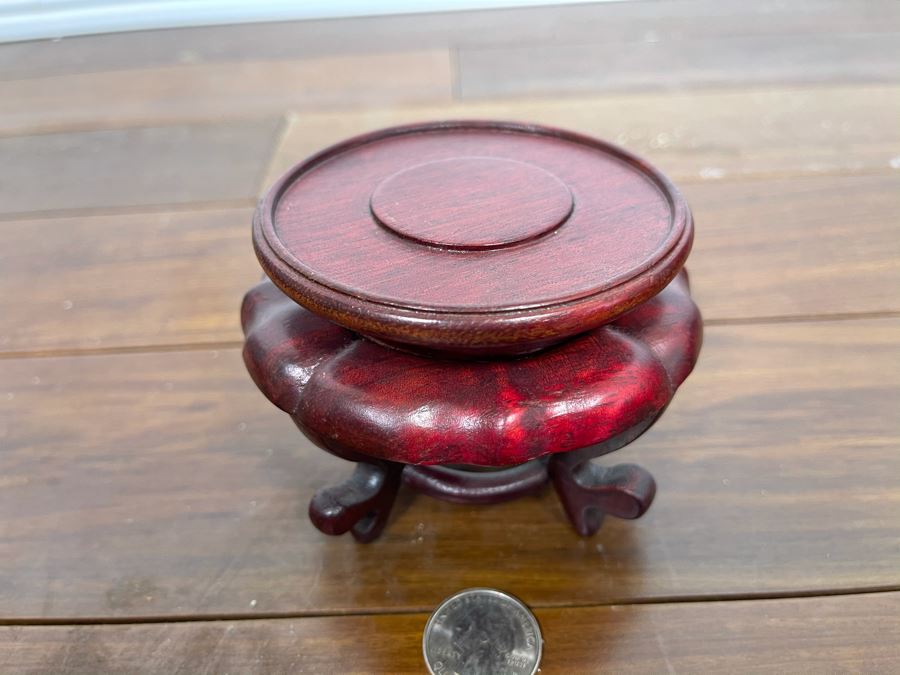 Blue Glazed Pottery With Wooden Stand 5W X 7.5H [Photo 5]