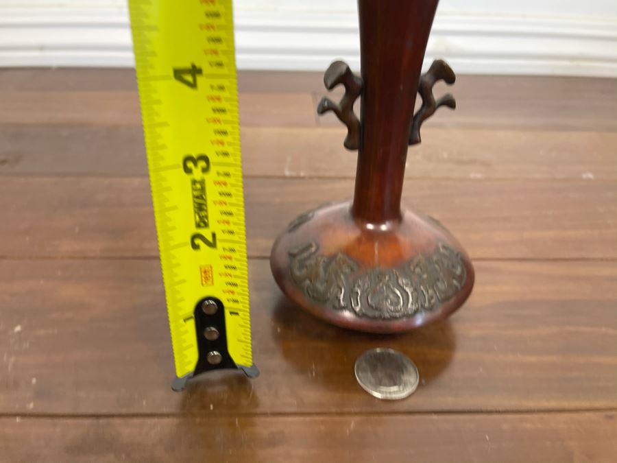 Vintage Asian Bronze Vase 5.5H [Photo 10]