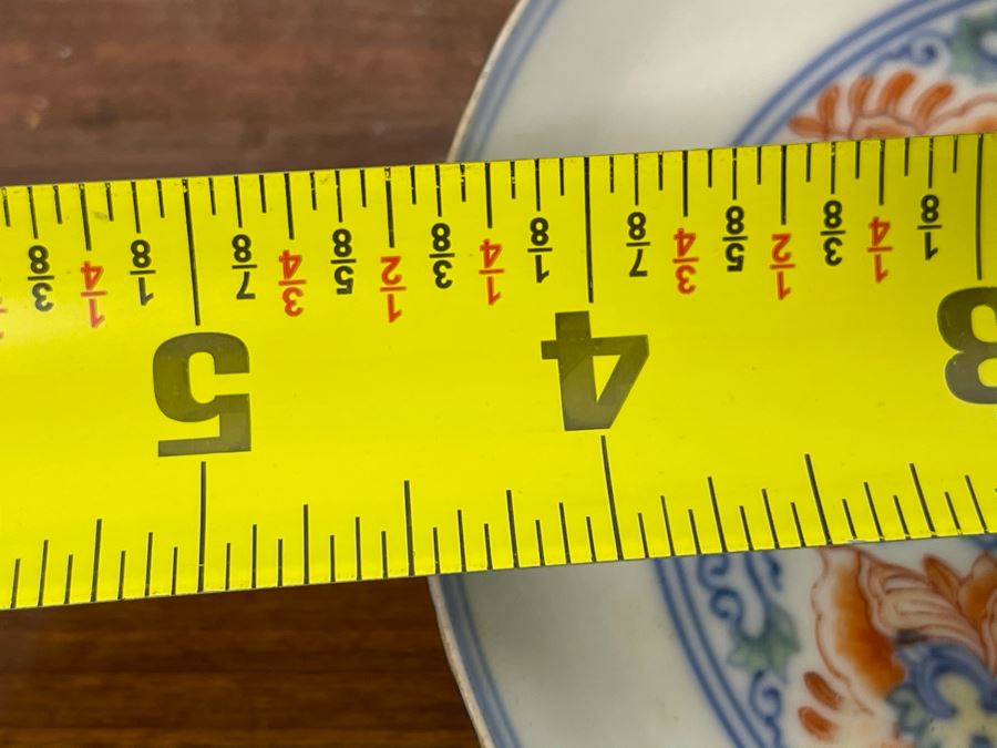 Antique Chinese Porcelain Plate With Wooden Stand (Several Small Chips) 4.5R [Photo 15]